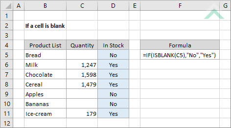 If a cell is blank - Formula 2 - hard coded