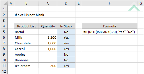 If a cell is not blank