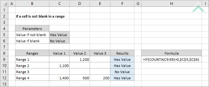 If a cell is not blank in a range