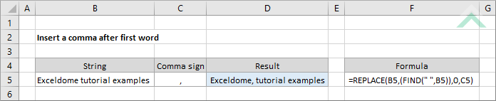 Insert a comma after first word