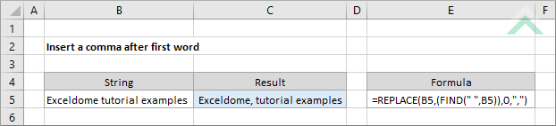 Insert a comma after first word