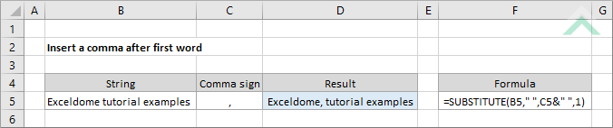 Insert a comma after first word