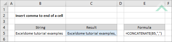 Insert comma to end of a cell
