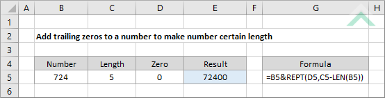 Add trailing zeros to a number to make number certain length