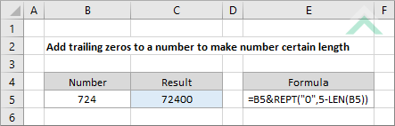 Add trailing zeros to a number to make number certain length