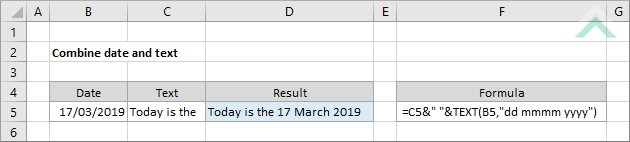 Combine date and text