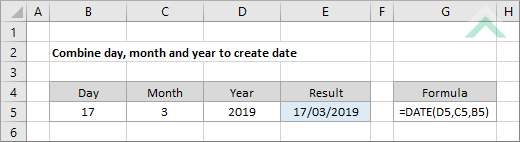 Combine day, month and year to create date