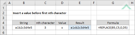Insert a value before first nth character