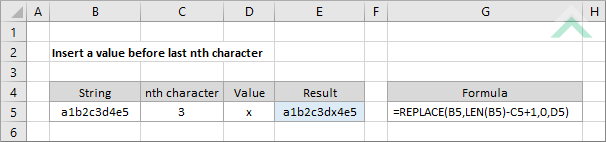 Insert a value before last nth character