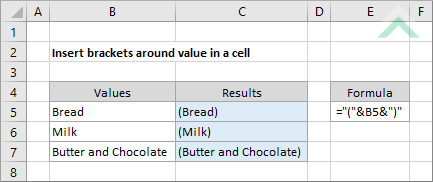 Insert brackets around value in a cell