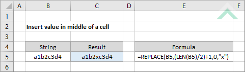 Insert value in middle of a cell