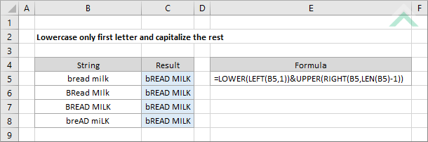 Lowercase only first letter and capitalize the rest