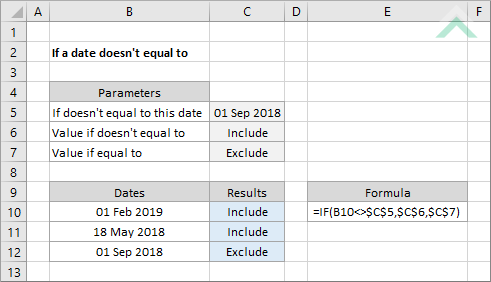 If a date doesn't equal to