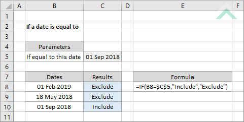 If a date is equal to