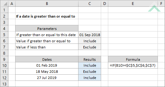 If a date is greater than or equal to