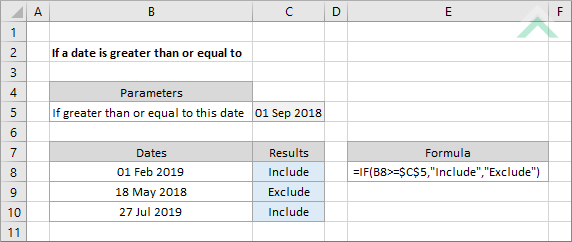 If a date is greater than or equal to