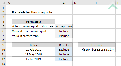 If a date is less than or equal to