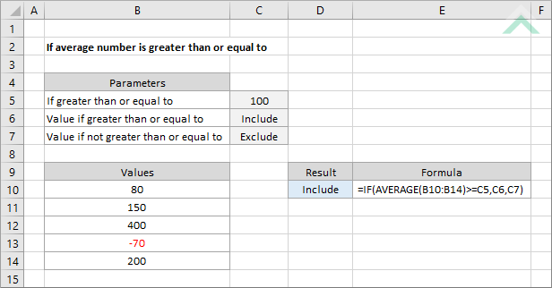 If average number is greater than or equal to