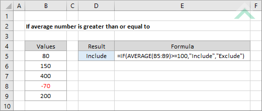 If average number is greater than or equal to