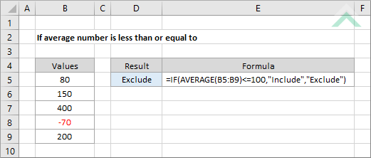 If average number is less than or equal to