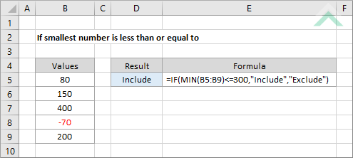 If smallest number is less than or equal to