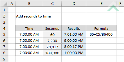 Add seconds to time