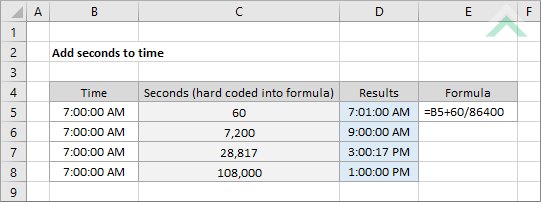 Add seconds to time