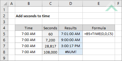 Add seconds to time