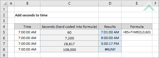 Add seconds to time