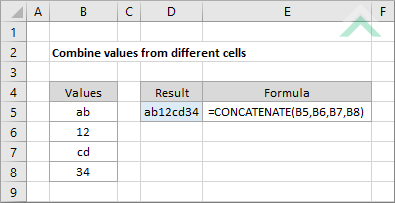 Combine values from different cells