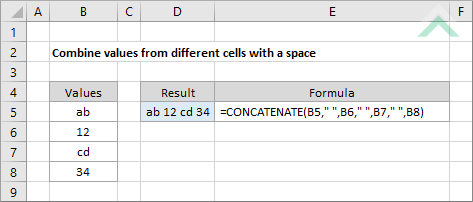 Combine values from different cells with a space