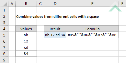 Combine values from different cells with a space