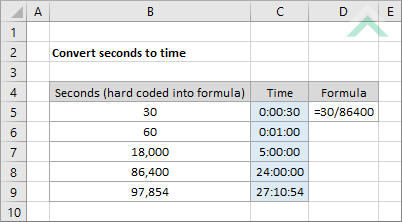 Convert seconds to time