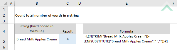 Count total number of words in a string