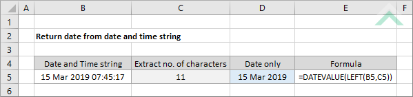 Return date from date and time string