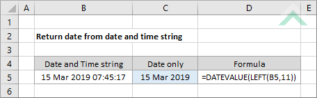 Return date from date and time string