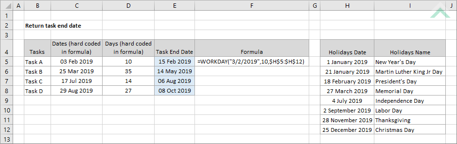 Return task end date