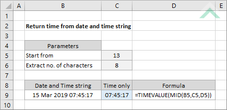 Return time from date and time string