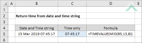 Return time from date and time string