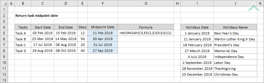 Return task midpoint date