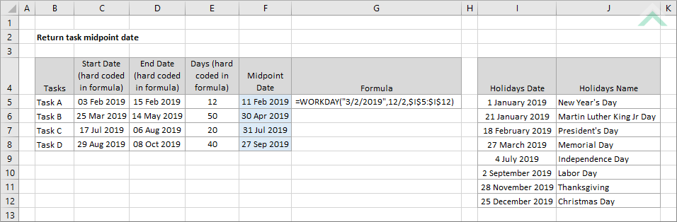 Return task midpoint date