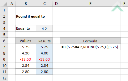 Round if equal to