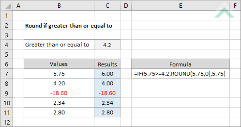 Round if greater than or equal to