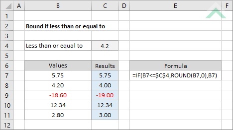 Round if less than or equal to