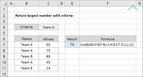 Return largest number with criteria