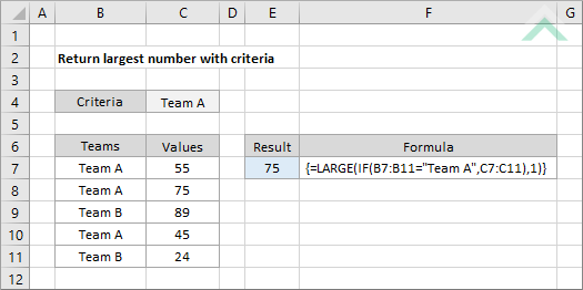 Return largest number with criteria