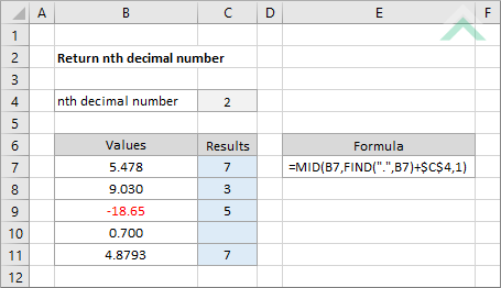Return nth decimal number
