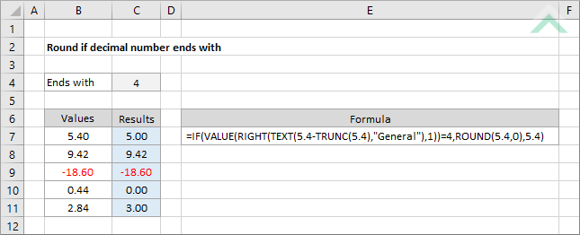 Round if decimal number ends with