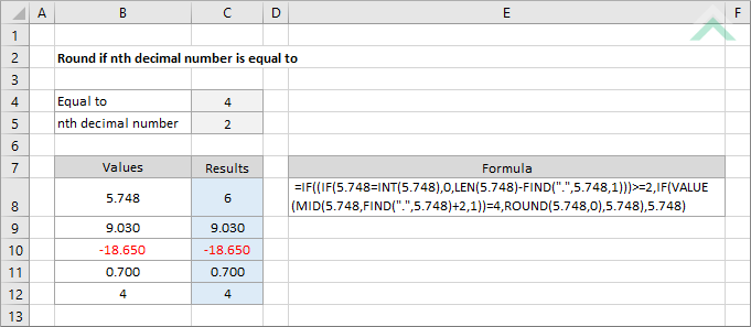 Round if nth decimal number is equal to
