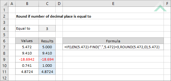 Round if number of decimal place is equal to